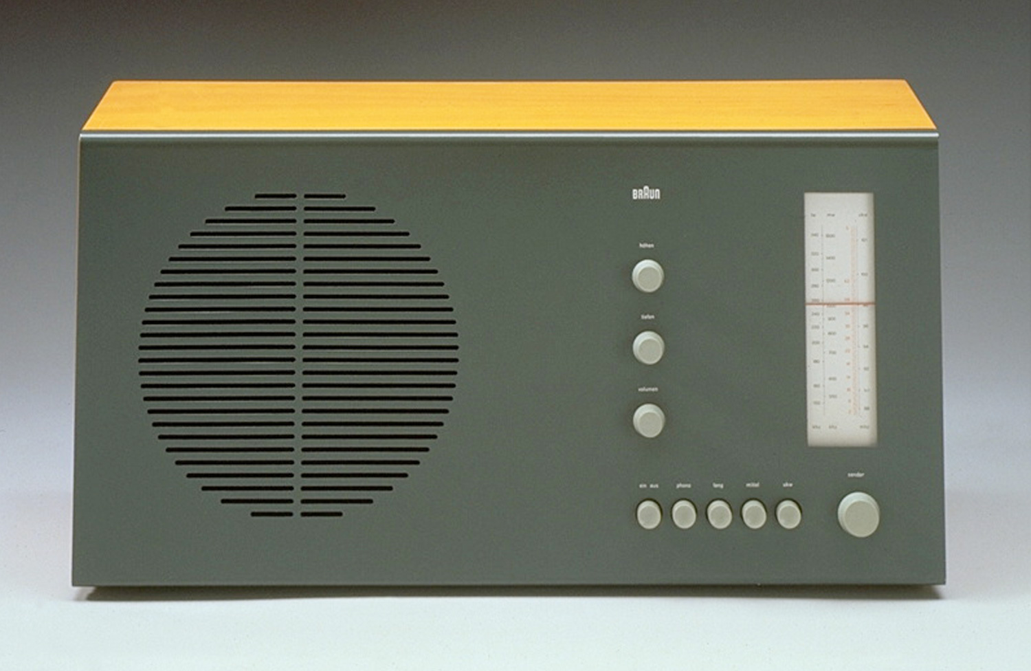 Braun RT 20 Tischsuper RC 31, graue Frontseite, 1961, designed by Dieter Rams