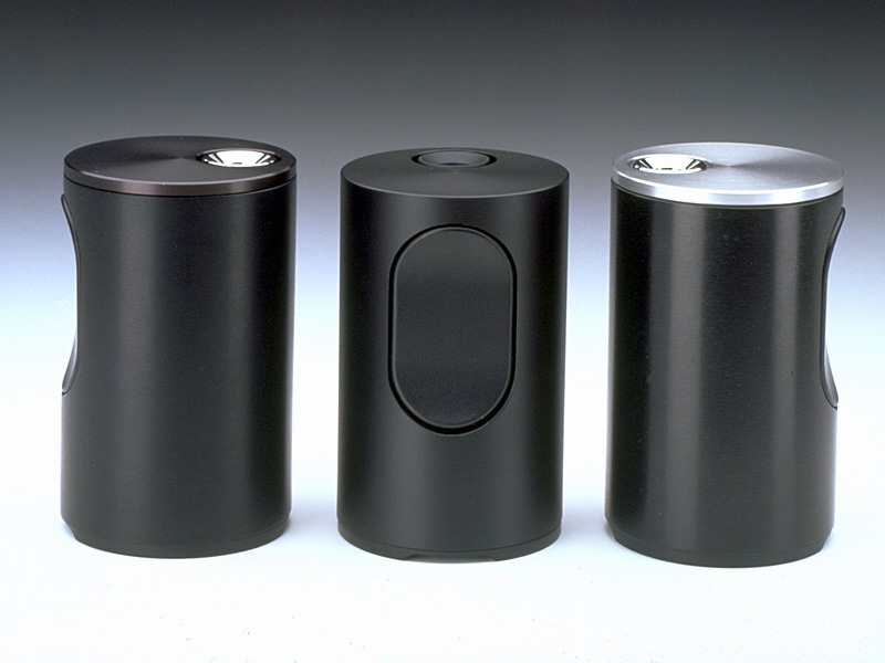 Braun T 2 / TFG 2 cylindric Tischfeuerzeug, blau / schwarz, 1968, designed by Dieter Rams