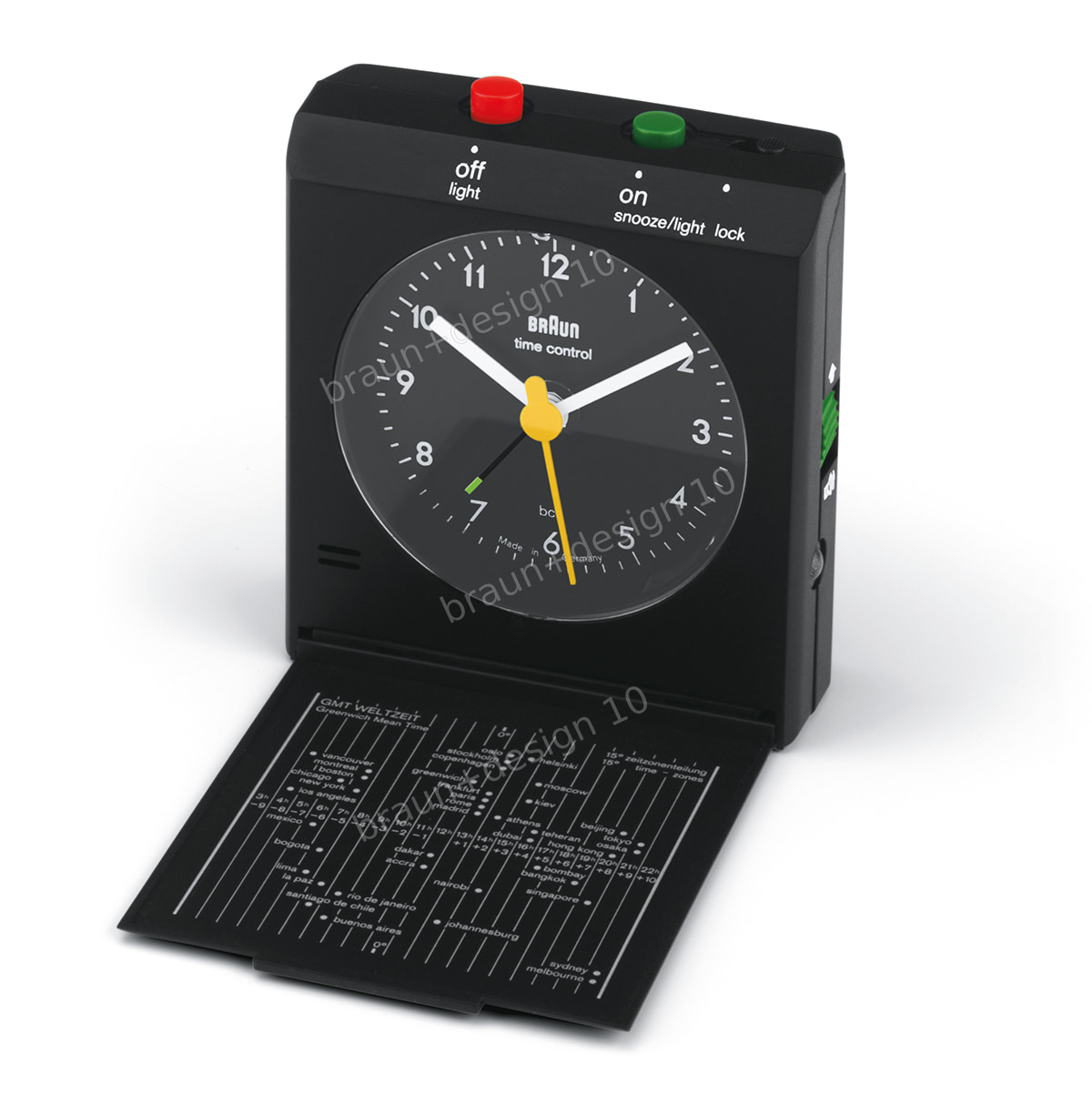 Braun AB 314 fsl time control, Reiseweckuhr funkgest., 1995, designed by Dieter Lubs