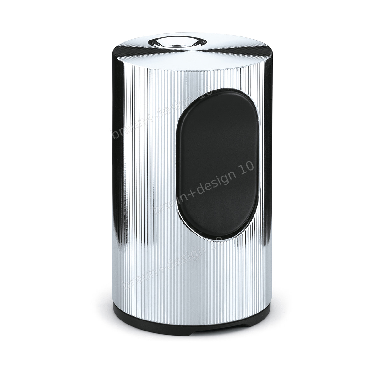 Braun T 2 / TFG 2 cylindric Tischfeuerzeug, versilbert, Streifen, 1968, designed by Dieter Rams