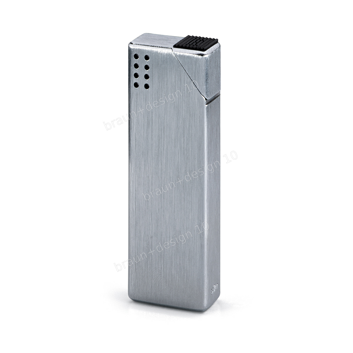 Braun electric mach 2 slim Taschenfeuerzeug, chrom, guillochiert, 1972, designed by gugelot-institut